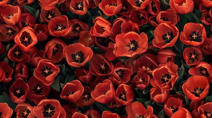 Seamless tulips flowers field background wallpaper