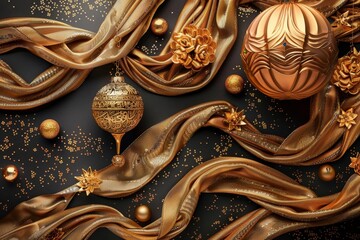 Traditional Eid Mubarak celebration with golden decor, cozy hues, and a joyful ambiance creates a festive vibe