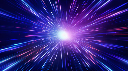 Blue and pink abstract data flow tunnel radial lines Explosion star background