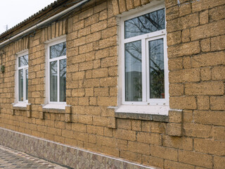 Natural stone from sedimentary rocks is used for the construction of houses.Dagestan stone.The masonry walls of the house are made of blocks of natural stone.Environmentally friendly building material