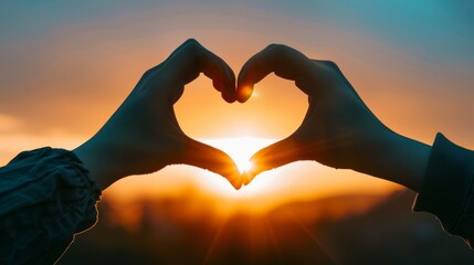 Hands Forming a Heart Silhouette