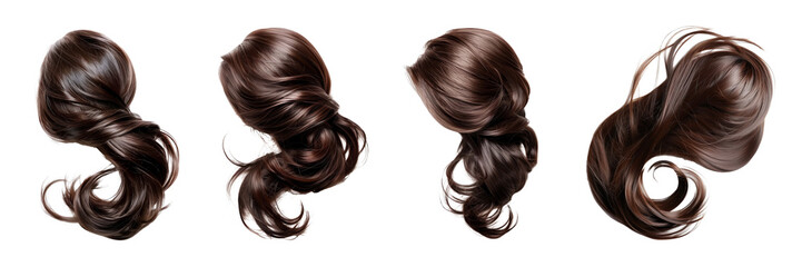 Set of hair isolated on a transparent background. PNG.
