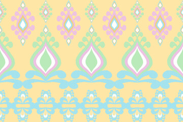 Colorful ikar fabric pattern for background design. Patterns for clothing, tablecloths, bed sheets, pillowcases, and backgrounds for various designs. - obrazy, fototapety, plakaty