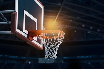 Glowing basketball hoop symbolizes success and energetic competition