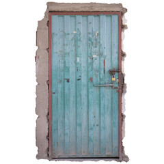 Vintage Weathered Wooden Door in Disrepair
