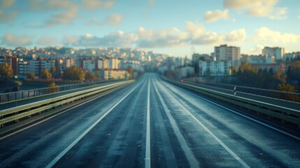 Fototapeta na wymiar photorealistic highway on town background Generated with Ai tools
