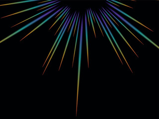 Rainbow halo rays isolated on dark background. Holographic lens flare reflection. Vector realistic illustration