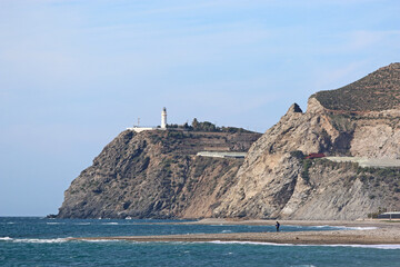 Cliffs and lighthouse at Carchuna, Spain