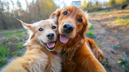cat and dog best friends taking a selfie