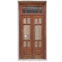 Vintage Weathered Wooden Door in Disrepair

