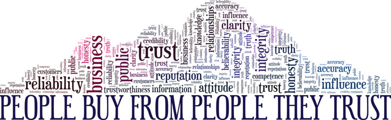 People Buy From People They Trust word cloud conceptual design isolated on white background.