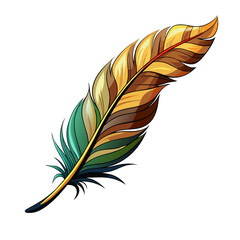 Colorfu birdl feather on white background