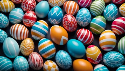 Fototapeta na wymiar An array of beautifully decorated Easter eggs, featuring intricate patterns and a spectrum of vibrant colors.. AI Generation. AI Generation