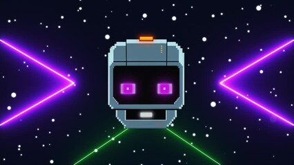 Arcade character space adventure abstract background with neon geometry