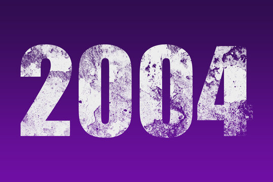 flat white grunge number of 2004 on purple background.