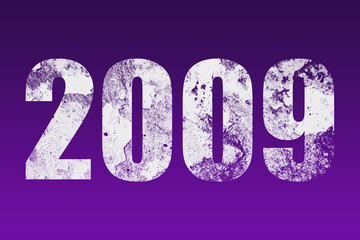 flat white grunge number of 2009 on purple background.