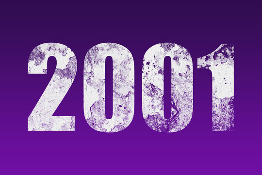 flat white grunge number of 2001 on purple background.