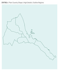 Eritrea plain country map. High Details. Outline Regions style. Shape of Eritrea. Vector illustration.