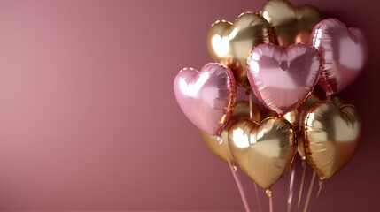 Gold and Pink Heart Shaped Balloons