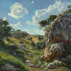 Mountain Monoliths, Majestic Rocks Amidst Peaks,Rocky Heights, Granite Formations in Alpine Terrain,Summit Sentinels, Boulders Guarding the Mountain Peaks,Mountain Majesty,Granite Giants.