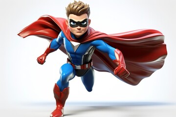 Wearing a superhero costume, striking a heroic pose. - obrazy, fototapety, plakaty