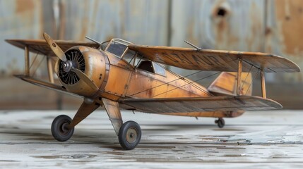 Model of an Old Airplane on a Table - obrazy, fototapety, plakaty