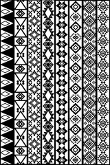 Native American fabric pattern, black and white For destroying fabric clothing Bedding patterns, curtains, Tiled floors.