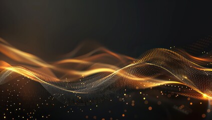Technology digital wave background. Shining golden wave background.