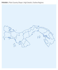 Panama plain country map. High Details. Outline Regions style. Shape of Panama. Vector illustration.