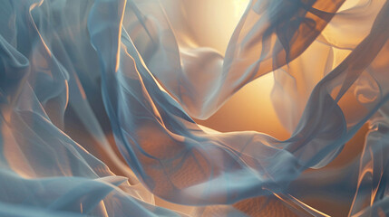 Flowing Gossamer Silk on Colored Background.