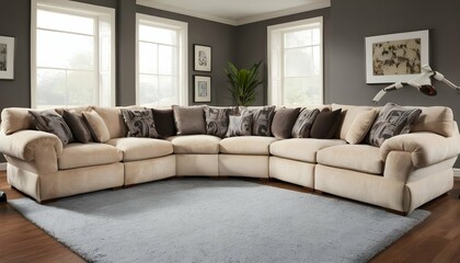 A Plush Sectional Sofa With Overstuffed Cushions