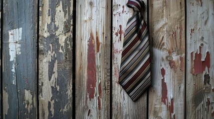 A Tie Against Textured Wood