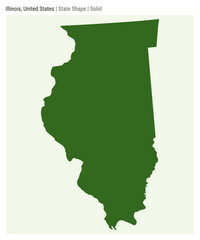 Illinois, United States. Simple vector map. State shape. Solid style. Border of Illinois. Vector illustration.