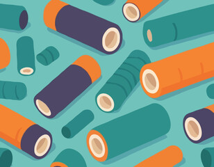 Foam rollers vector illustration. Objects for sport, yoga, fitness and gym. Collection on sport theme. Ideal for sport guide