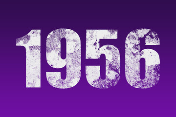 flat white grunge number of 1956 on purple background.