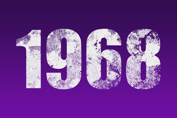 flat white grunge number of 1968 on purple background. - obrazy, fototapety, plakaty