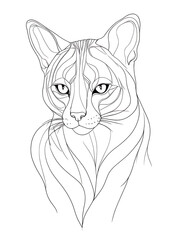 Easy one line animals coloring page, outline, white color, white background, ai generated 