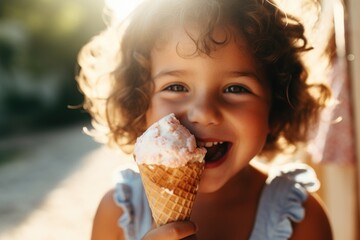 Young girl enjoying an ice cream treat