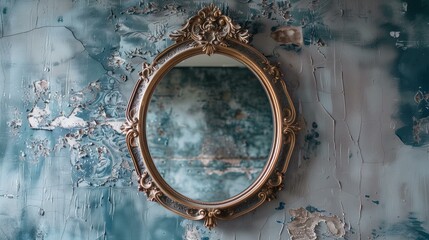 Rococo mirror in room, antique luxury architecture home interior fashion