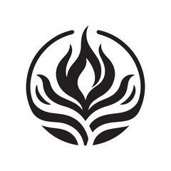 minimalist fire logo on white background