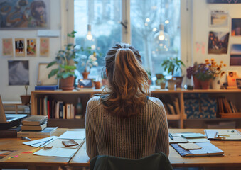 A student sitting at a desk celebrating World Students Day