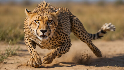 Fototapeta premium leopard in the tree, cheetah in the grass