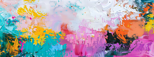 Colorful Abstract Artwork with Dynamic Paint Splashes - 783985191