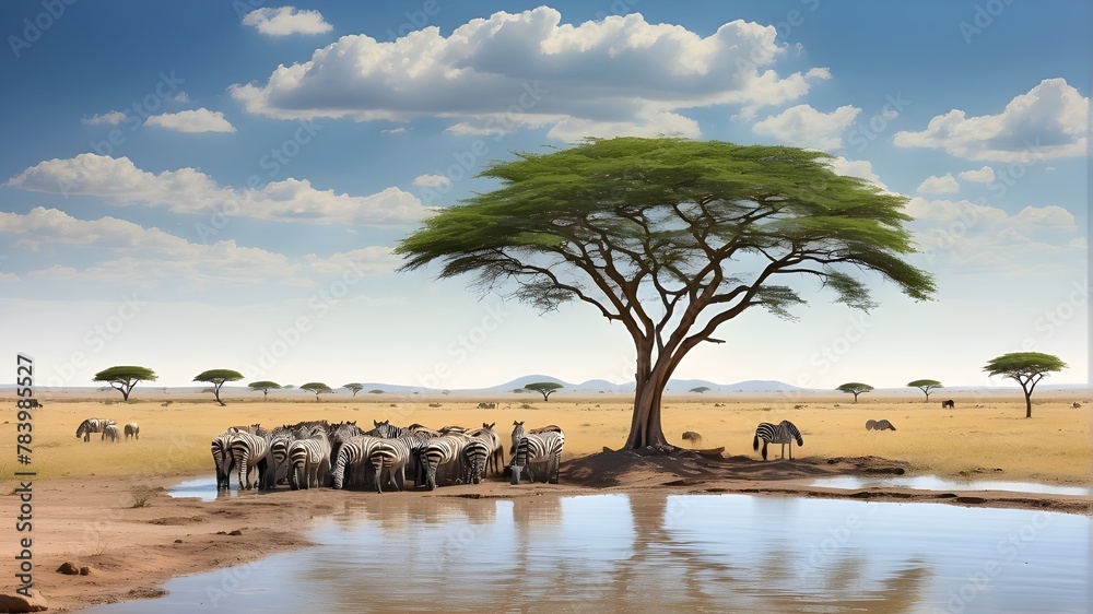 Wall mural herd of wildebeest in serengeti city - Wall murals