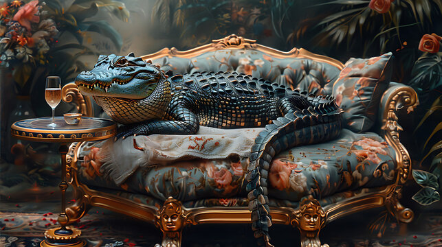 crocodile on sofa