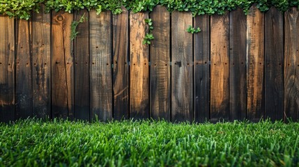 Wooden fence in grassy area