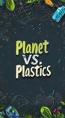 Fototapeta na wymiar Planet vs plastics theme banner.
