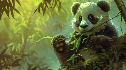 Fototapeta premium Panda eating bamboo