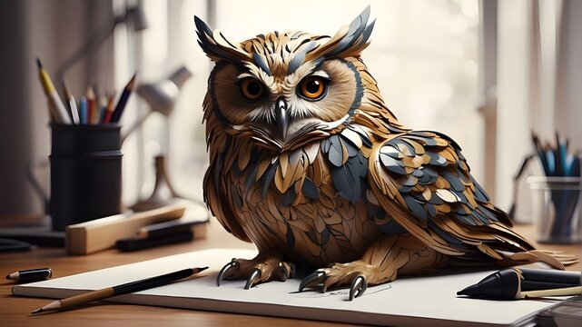 stylized image of an owl for business. Sketching is a creative and inspiring medium for artists.