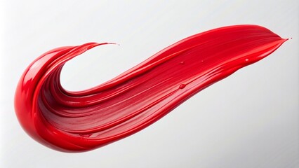 Red brush stroke with a swirl on a white and gray background.